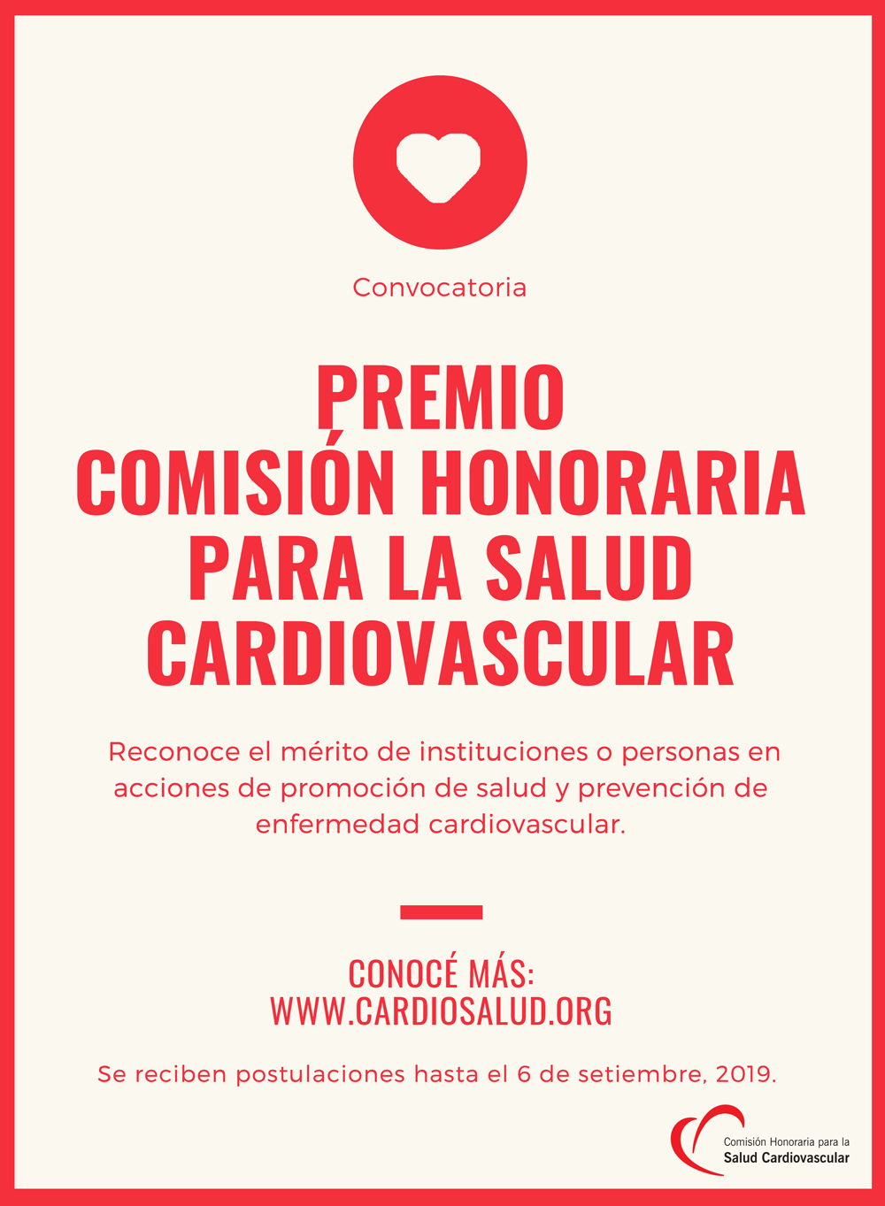 Se lanza “Premio Comisión Honoraria para la Salud Cardiovascular” 2019
