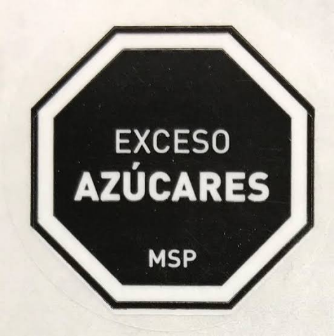 Octógono de advertencia Exceso de Azúcares del MSP en el envase de un producto